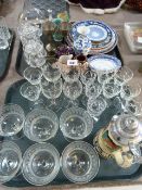 2 Trays consisting of Cut Glass Glasses - Musical Tankard - Cabinet Plates etc