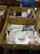 2 Boxes of Bric-a-Brac Including Figurines - Blue & White Ware etc