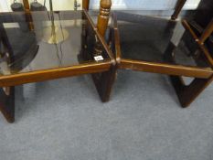 Pair of Glass Topped Coffee Tables