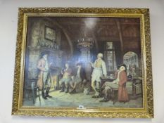 Large Gilt Framed Tavern Scene & Another