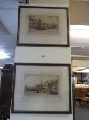 2 Framed Engravings Depicting Habour Scenes