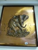 Framed Copper Picture Depicting an Elephant