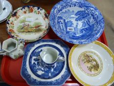 Tray consisting of Spode Blue & White Bowl - Royal Doulton Temple Dish etc