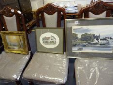 Gilt Framed Country Scene & 2 Framed Prints