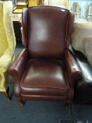 Ox Blood Leather Recliner Chair