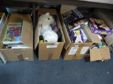5 Boxes of Bric-a-Brac including Childrens Games - Soft Toys etc