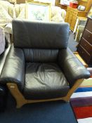 Brown Leather Winged Back Chair