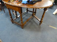 Oak Drop Leaf Table on Turned Legs