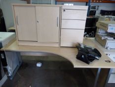 *Light Ash Office Suite Comprising of 'L' Shaped Desk with Right Hand Return - Storage Cabinet &