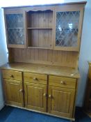 Pine Display Cabinet Over Sideboard