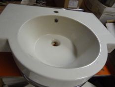 White Ceramic Wash Hand Basin with Chrome Towel Rail & Single Tap Hole