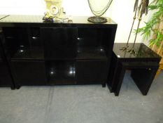 *Black Gloss Pigeon Hole Unit & Set of Tables