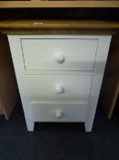 White 3 Drawer Bedside Cabinet