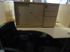 *Light Ash Office Suite Comprising of 'L' Shaped Desk with Right Hand Return - Storage Cabinet -