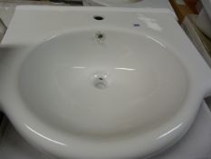 Semi Recessed Single Hole White Vanity Unit with Wash Hand Basin