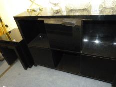 *Black Gloss Pigeon Hole Unit & Set of Tables