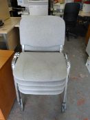 *4 Chrome Framed Stackable Office Chairs in Grey Finish