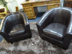Brown Leather Tub Chair