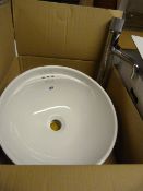 Jacuzzi White Ceramic Bowl Style Sit On Counter Wash Hand Basin with Pillar Tap