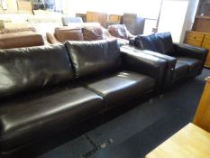 Dark Brown Leather 3 Seat & 2 Seat Settees