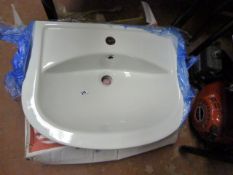 White Semi Recessed Vanity Unit Wash Hand Basin with Single Tap Hole