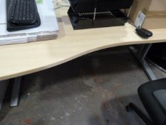 *Curved Fronted Work Station in Light Ash & Silver Finish