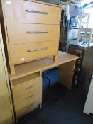 Light Beech Desk & Chest of Drawers