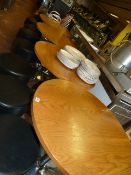*4 Circular Oak Topped Bistro Style Tables on Chrome Pedestals