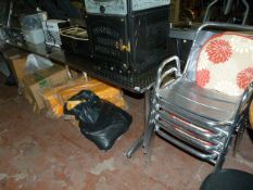 2 Rectangular Aluminium Tables & 4 Stackable Tubular Chairs