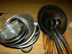 Assorted Woks - Ladles - Coulinders etc