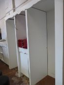*White Wall Unit to Enclose 2 Wine Coolers complete with Storage Cupboard & Matching Dumb Waiter