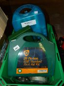 Box containing First Aid Kits etc