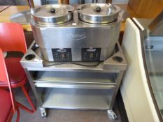 Hatco 2 Pot Soup Couldron on Stainless Steel Trolley