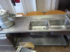 *Stainless Steel Double Bowl Sink with Left Hand Drainer & Undershelf Ref HL 124
