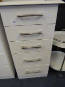 White Slim Line Chest of 5 Drawers