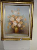 Gilt Framed Oil Painting Depicting Still Flowers