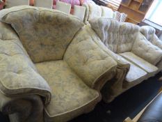 Floral Patterned 2 Seat Settee & 2 Chairs