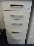 White Slim Line Chest of 5 Drawers