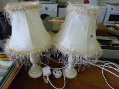 Pair of Cream Table Lamps with Shades