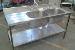 Double bowl stainless steel sink 1600mm long x 700mm deep