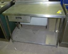 1200mm st/steel table with drawer
