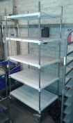 White 5 tier mobile shelf unit
