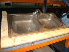 Double bowl stainless steel inset sink & taps
