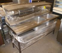 2 bowl stainless steel sink 1800 + double overshelf