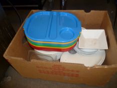Box of kids plates & crockery