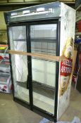 Double door Stella bottle fridge, working but broken glass door