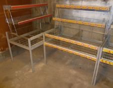 2 x dump bins wire, with overhead shelf 1.2 x 800