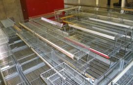 10 x dump bins wire,with overhead shelf 1.2 x 800