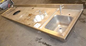 3m stainless steel sink unit, 2 bowls, taps