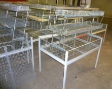 10 x dump bins wire, with overhead shelf 1.2 x 800